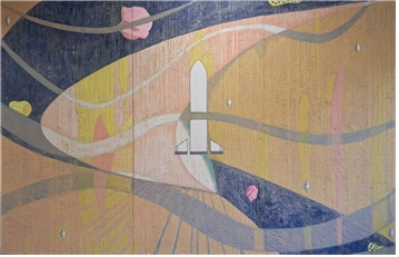 김남진, 문명5 (Civilization V), 366x244x9cm, 나무패널 위에 혼합재료, 2022